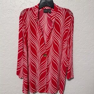 Chico's Vibrant Red and White Swirl jacket-top